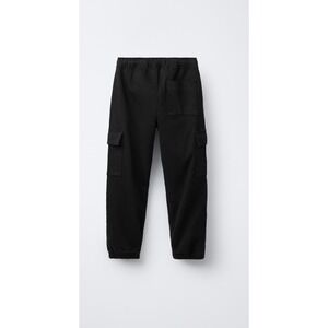 Zara Black Cargo Jogger Pants Womens Medium M Elastic Waist‎ Drawstring